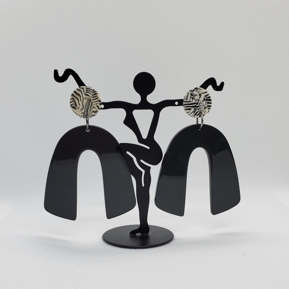 Black Acrylic Arch Shaped Earrings